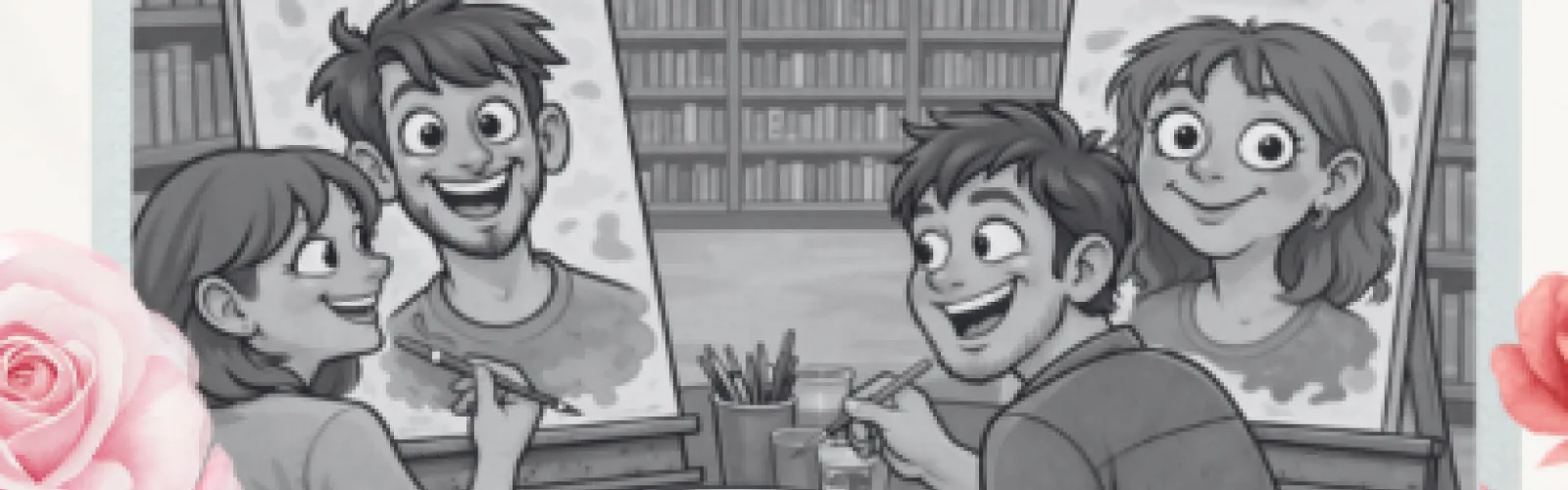 A couple painting each other.