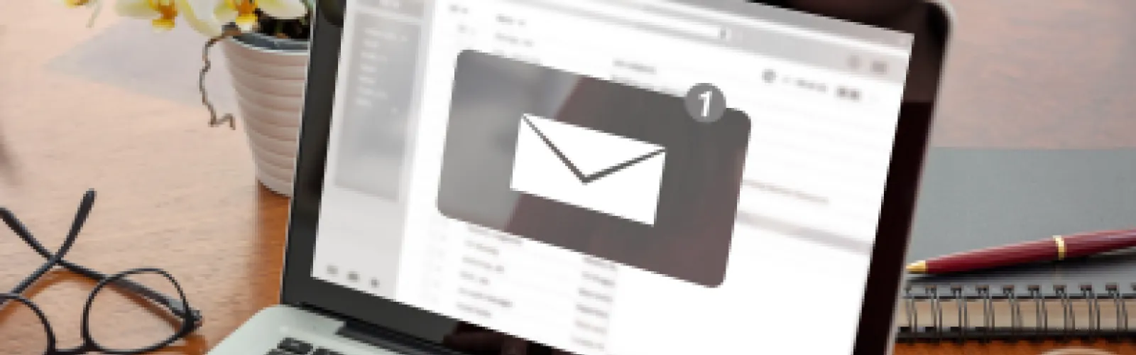 Laptop with email notification.