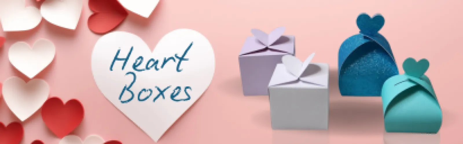 Heart Boxes made of cardstock with paper hearts.