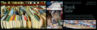 September 10th, 11th, and 12th the Friends of Girard Free Library book sale, with photos of miscellaneous books.